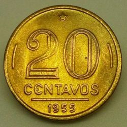 Moeda 20 Centavos 1955 Flor de Cunho