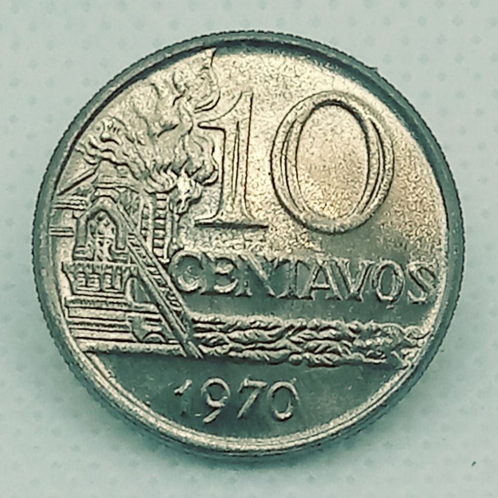 Contagem Numismática Moeda 10 Centavos 1970 Flor De Cunho Contagem Numismática Moeda 10 Centavos 1970 Flor De Cunho