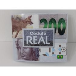 Folder Com A Cédula De 200 Reais  Lobo Guará 